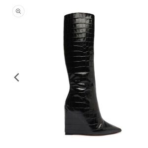 Schutz Asya Up Crocodile-Embossed Leather Boot